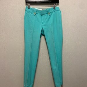 Banana Republic Size 2 Martin Fit Mid-Rise Turquoise Ankle Trousers 3276